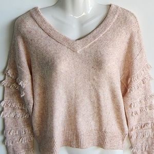 CATO Knit Pastel Multicolors Fringe Sleeves Sweater Top Size XS